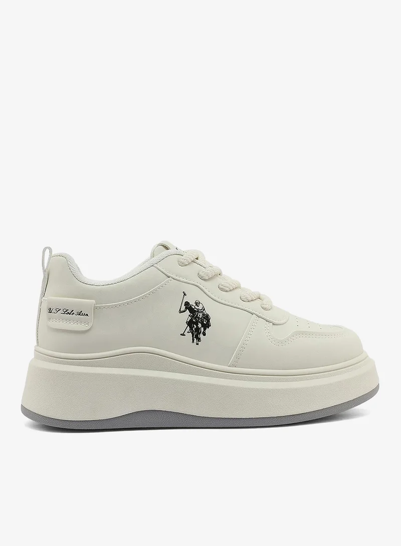 Women's White Low-Top Sneakers - Classic Style Detail for Elegant Everyday Wear